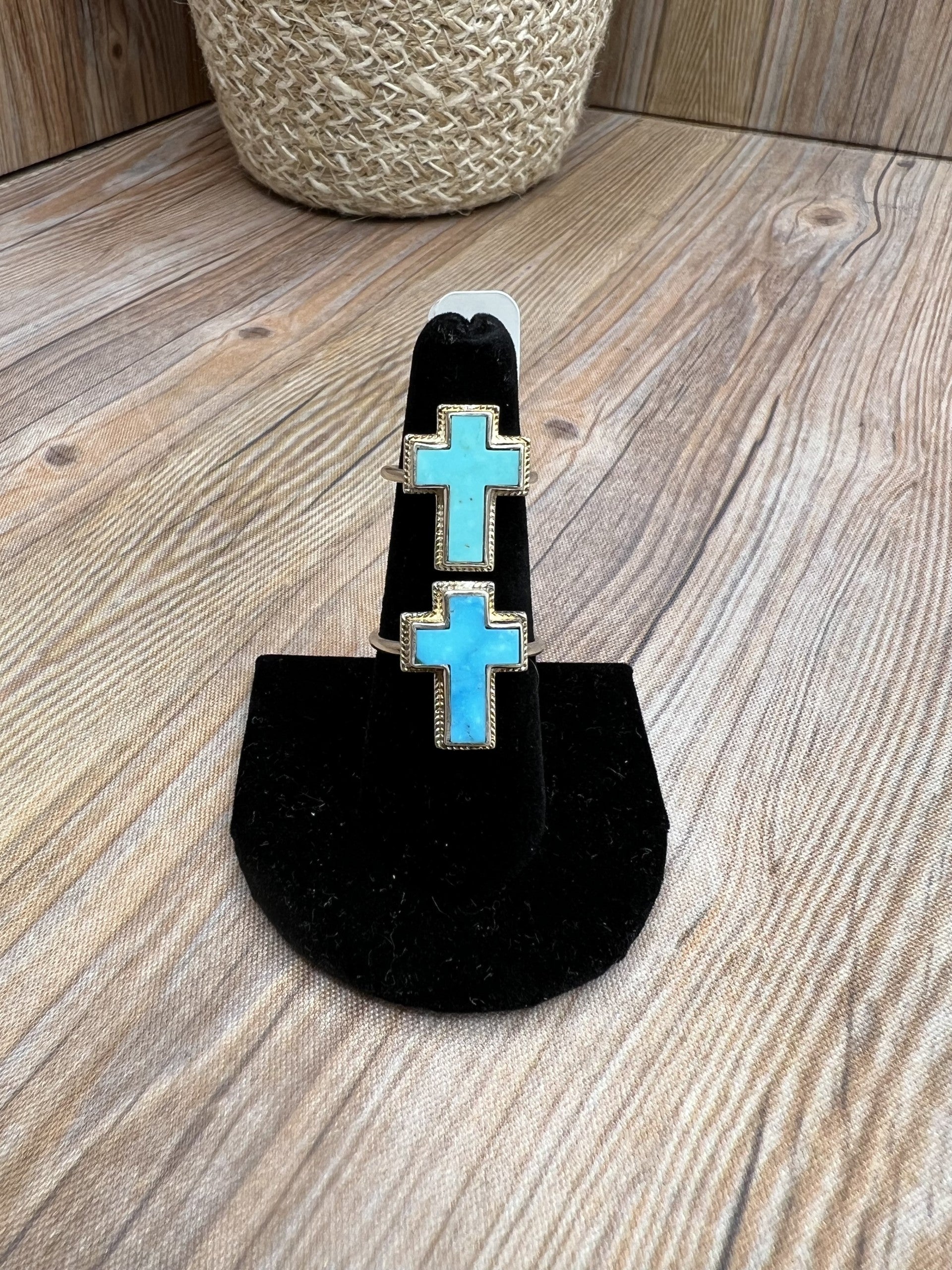 Rope Turquoise Cross Rings