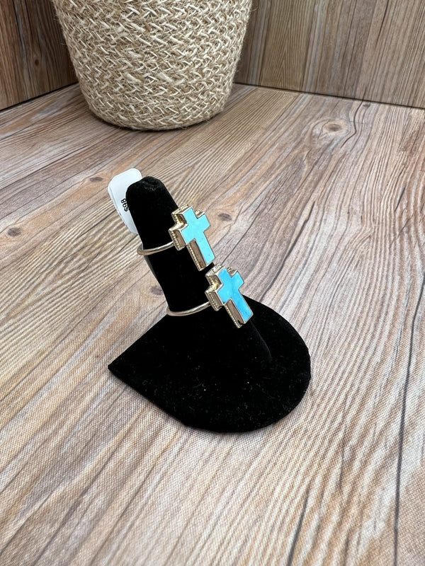 Rope Turquoise Cross Rings