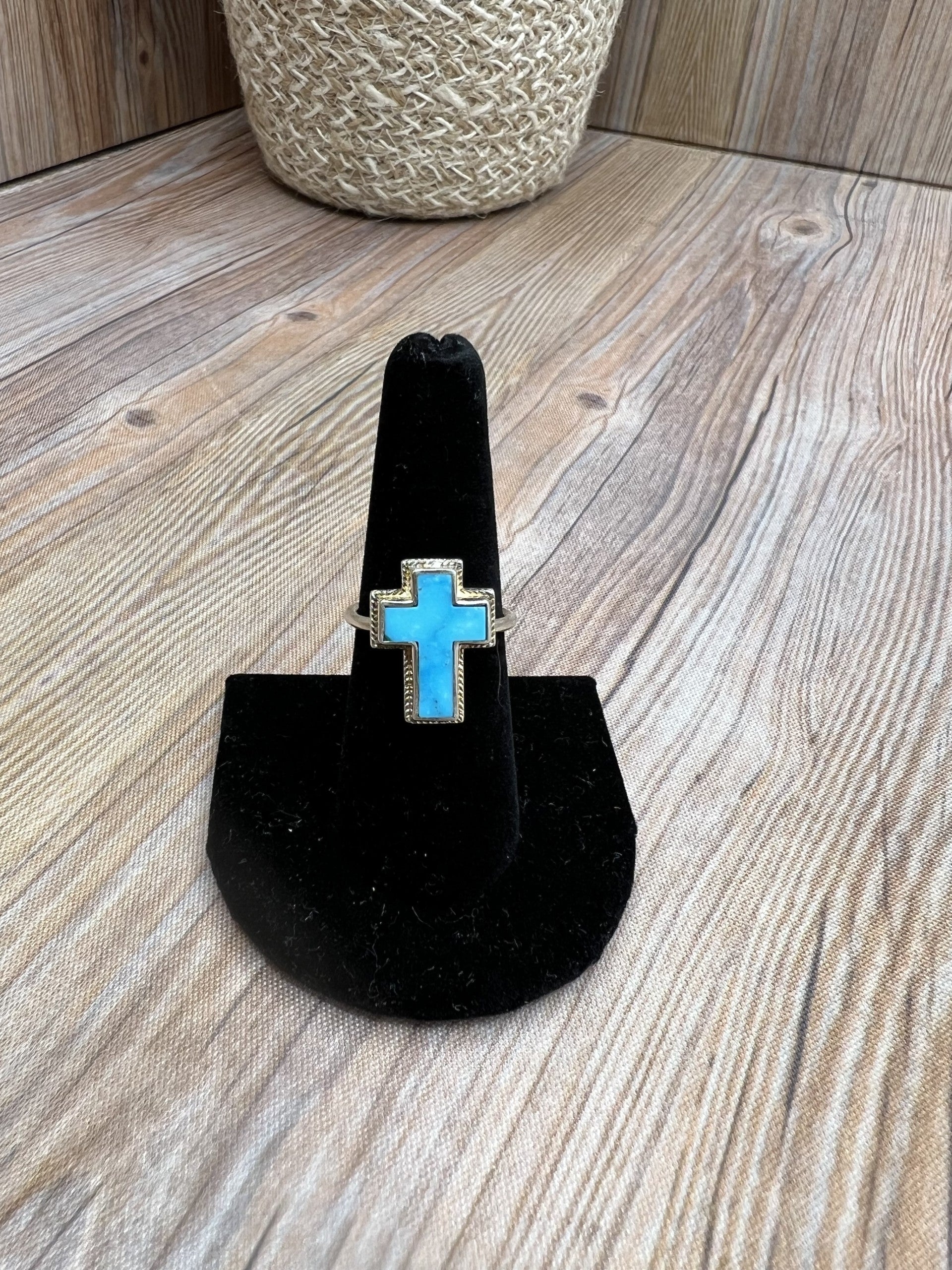 Rope Turquoise Cross Rings